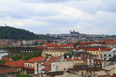 High angle view of townscape against sky