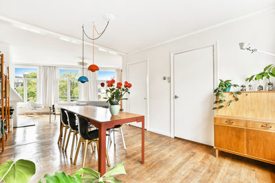 Potted plants on table at home