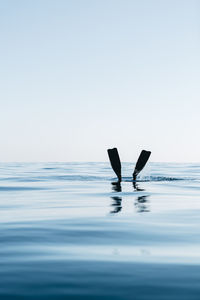 Man practicing free diving in the sea