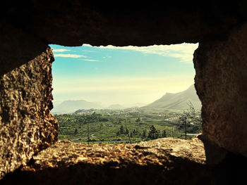 View trough a ruin window