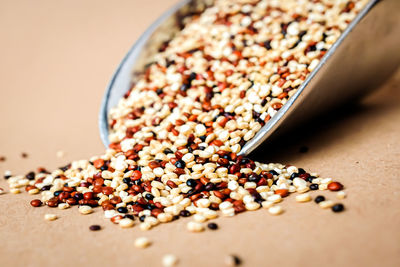 Close-up of coffee beans on table