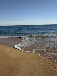 Scenic view of sea against clear sky