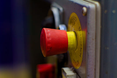 Close-up of red object on wall