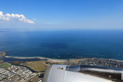 Aerial view of sea against sky