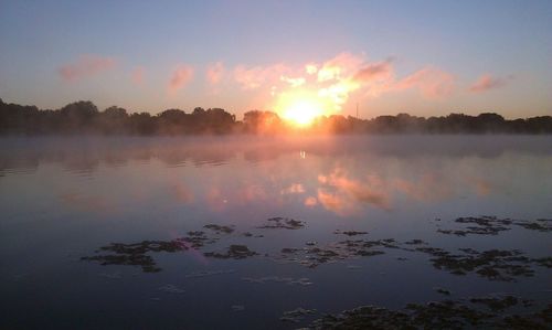 Scenic view of sunset over lake