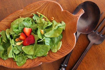 High angle view of vegetables on cutting board