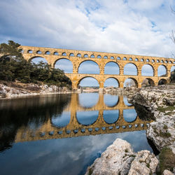 Bridge over river against sky