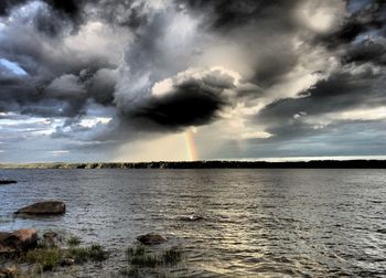 Scenic view of sea against cloudy sky