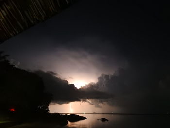 Scenic view of sea against sky at night