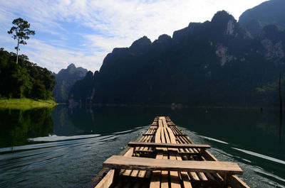 Panoramic view of pier over lake against sky