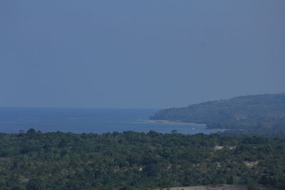 Scenic view of sea against clear sky