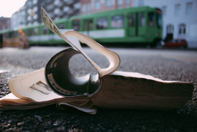 Close-up of shoes on table