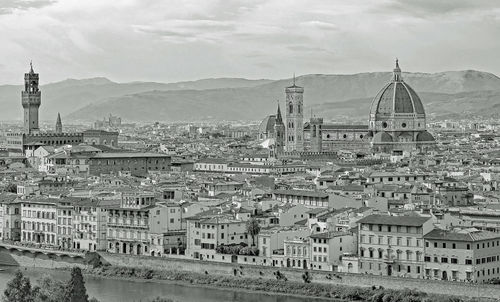 Florence in italy with the dome of the duomo with sepia toned effect