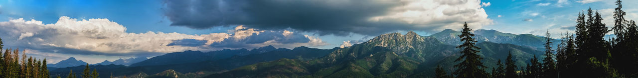 Panoramic view of mountains against sky