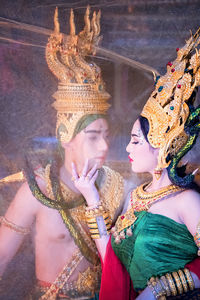 Romantic couple in traditional costume