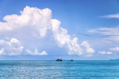Scenic view of sea against cloudy sky