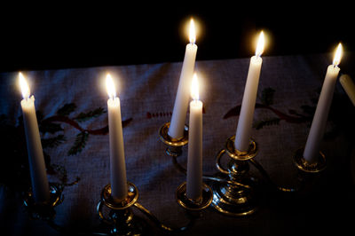 Close-up of burning candles