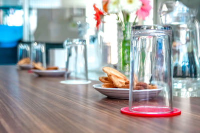 Close-up of breakfast served on table in restaurant