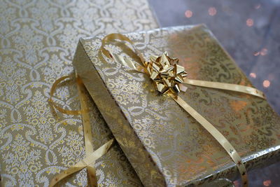 High angle view of christmas decoration on table