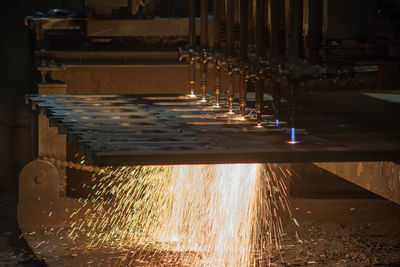 Blurred motion of illuminated factory