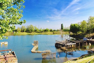 Scenic view of lake against sky