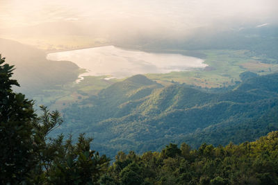 High angle view of landscape against sky