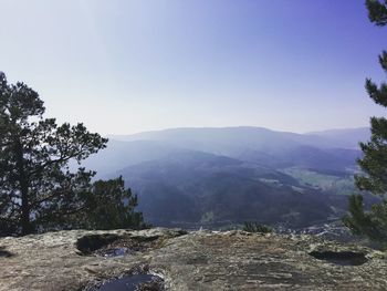 Scenic view of mountains against clear sky