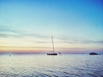 Scenic view of sea at sunset