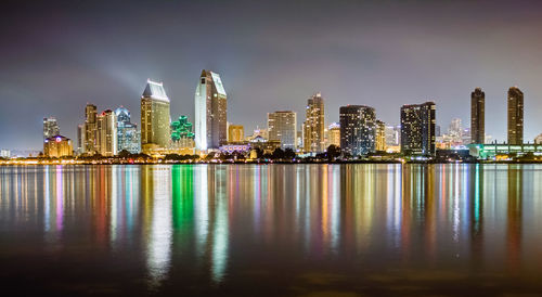 Illuminated city at night