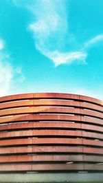 Low angle view of building against blue sky