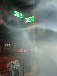 Information sign at night