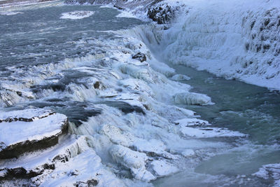 The waterfall gullfoss, iceland in wintertime, europe