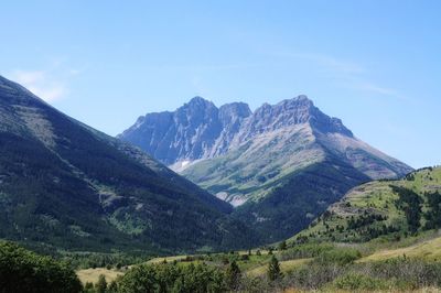 Scenic view of mountains against clear sky