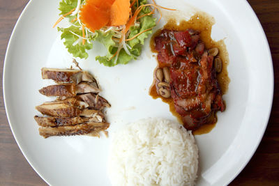 High angle view of meal served in plate