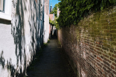 Narrow alley along buildings