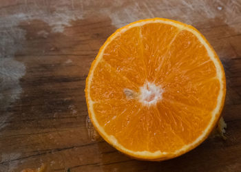 High angle view of lemon on table