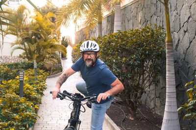 Man riding bicycle