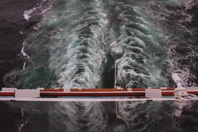 High angle view of boat in sea