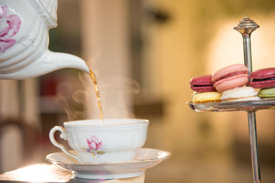 Close-up of tea cup on table