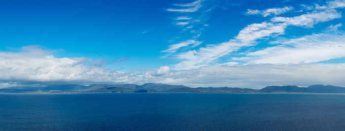 Scenic view of sea against blue sky