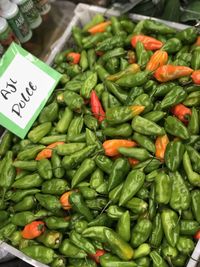 High angle view of vegetables for sale at market stall