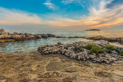 Scenic view of beautiful sunset above the adriatic sea, croatia