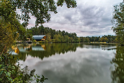 Scenic view of lake against sky