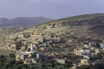 High angle view of townscape against sky