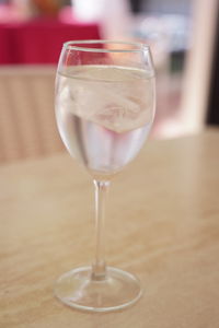 Close-up of beer in glass on table