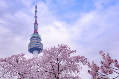 Low angle view of communications tower