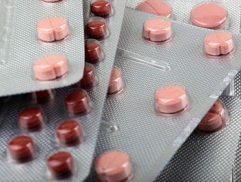 High angle view of blister packs