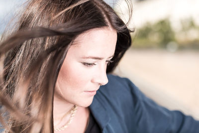 Close-up portrait of a young woman