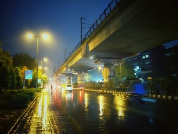 Illuminated street light at night