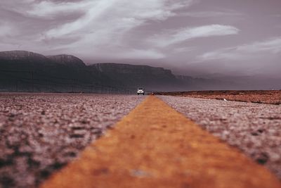 Surface level of road against sky